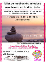 Taller de introducción a mindfulness en primavera 2025 en Castellón